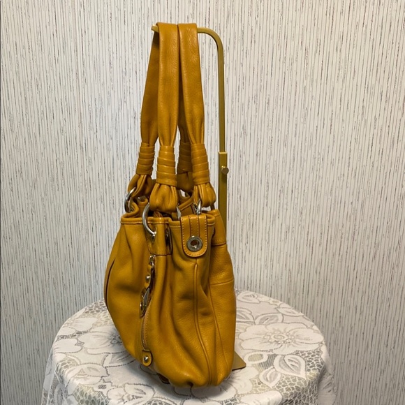 B Makowsky Durango Leather Hobo Shoulder Handbag Cheetah Print Mustard Tan Bag - Picture 5 of 16